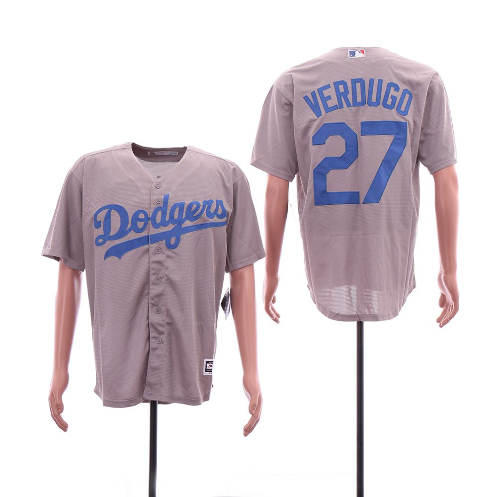 Men Los Angeles Dodgers #27 Verdugo Grey Game MLB Jersey